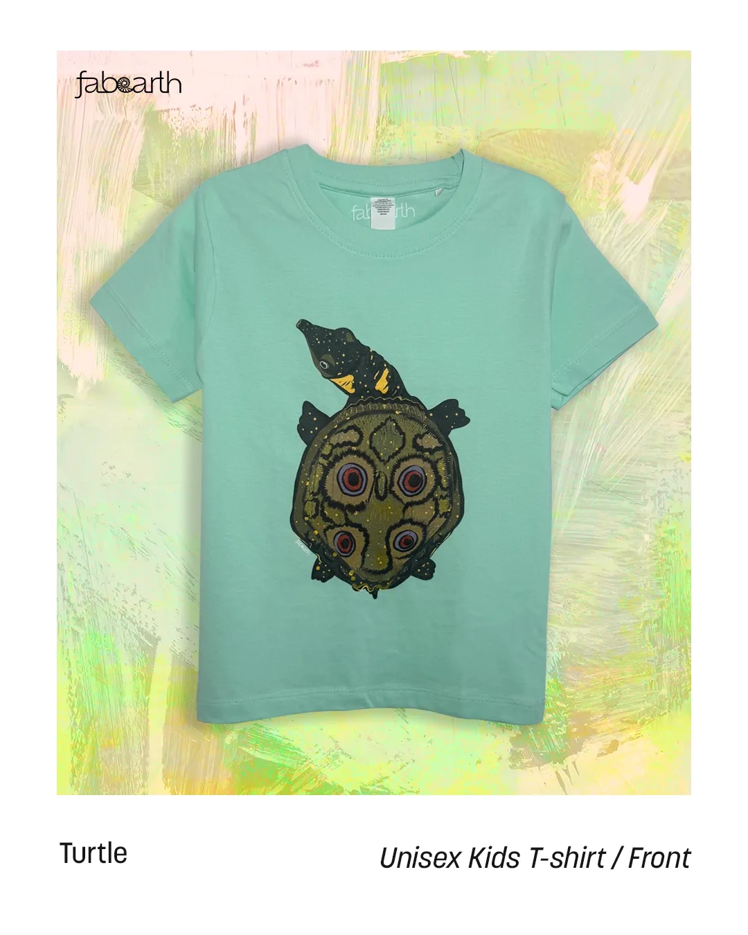 Black Softshell Turtle (Nilssonia nigricans) T-shirt Regular Unisex Mint with original wildlife artwork, Critically Endangered species