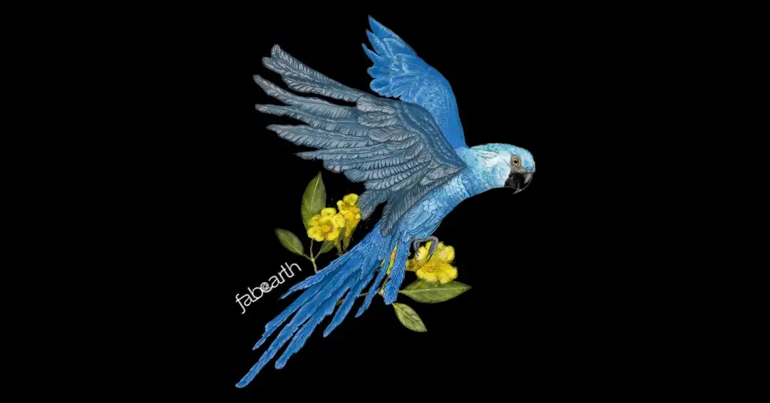Spix's Macaw (Cyanopsitta spixii) — original artwork by Urvi Khanna