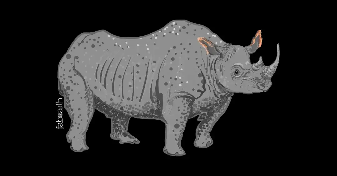 Western Black Rhinoceros (Diceros bicornis longipes) — original artwork by Urvi Khanna