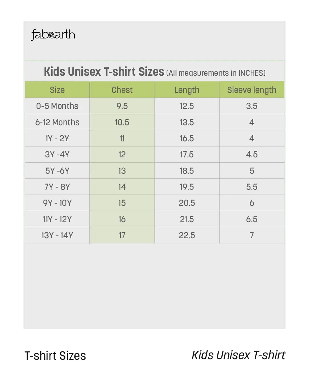 Kids Tees > Sizes