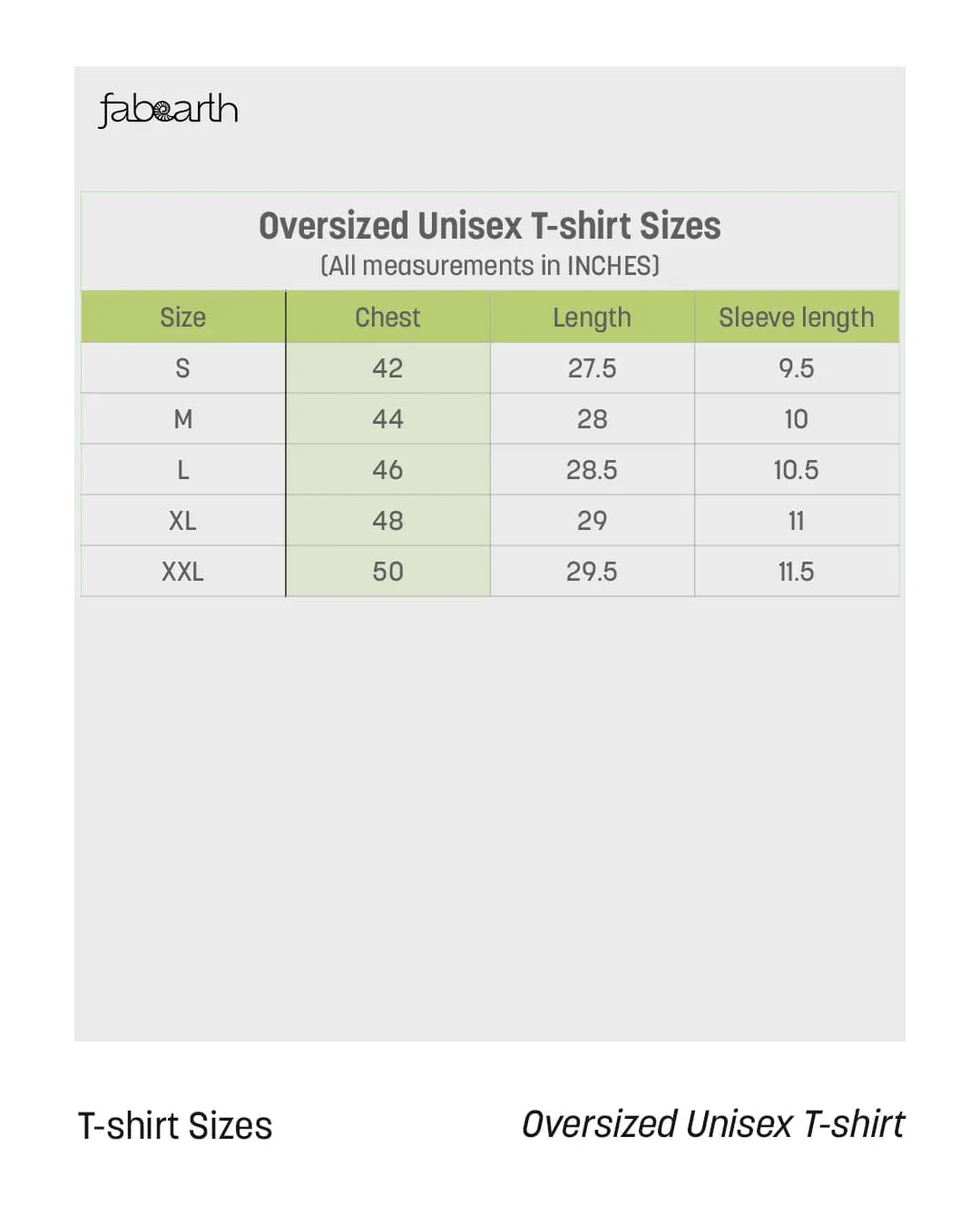 Oversized Tees > T-shirt sizes
